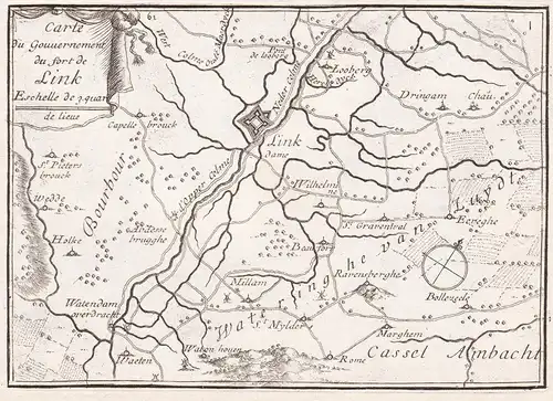 Carte du Gouvernement du fort de Link - Lynck Looberghe Millam Merckeghem Bollezeele Holque Nord Hauts-de-Fran