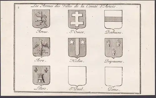 Les Armes des Villes de la Comté d'Artois - Artois Arras St. Omer Bethune armes heraldry coat of arms heraldiq