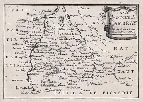 Carte du Duché de Cambray - Cambrai Hordain Caudry Masnieres Le Cateau-Cambresis Nord Hauts-de-France