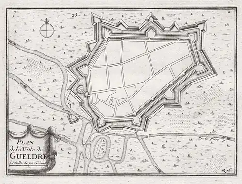 Plan de la Ville de Gueldre - Geldern Nordrhein-Westfalen Stadtplan Plan fortification Fortifikation