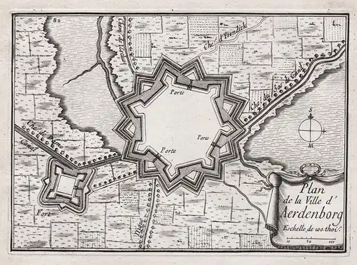 Plan de la Ville d'Aerdenborg - Aardenburg Sluis Zeeland Nederland Niederlande Netherlands Holland Plan fortif