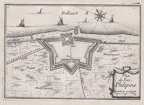 Plan du Fort Philipine - Philippine Zeeland Nederland Niederlande Netherlands Holland Plan fortification Forti