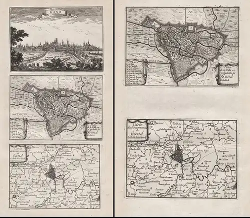 Gand / Plan de la Ville et Citadelle de Gand / Carte du Gouvernement de Gand - Gent Vlaanderen Belgique Belgiu