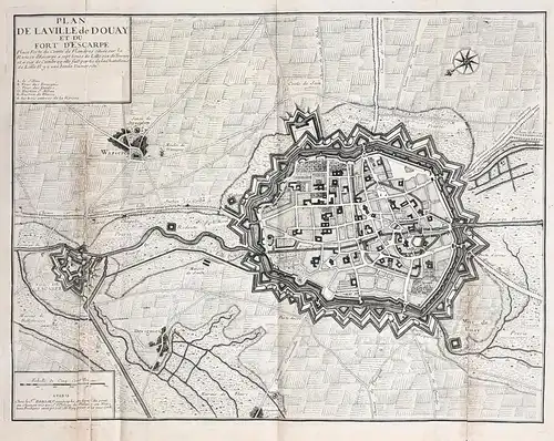 Plan de la Ville de Douay et du Fort d'Escarpe - Douai Nord Hauts-de-France Plan fortification Fortifikation