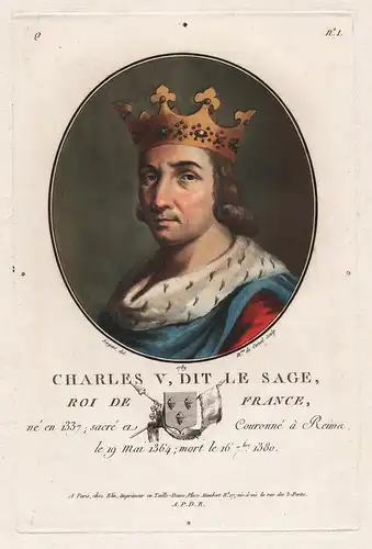 Charles V, dit le Sage, Roi de France - Charles V of France (1338-1380) King roi König Portrait