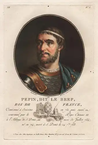 Pepin, dit le Bref, Roi de France - Pepin le Bref (714-768) roi King König King France Pepin the Short Portrai