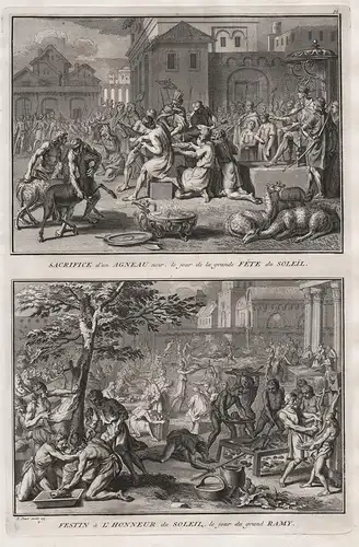 Sacrifice d' un Agneau noir, le jour de la grande Fete du Soleil. - Inca Indians Peru South America Inka India