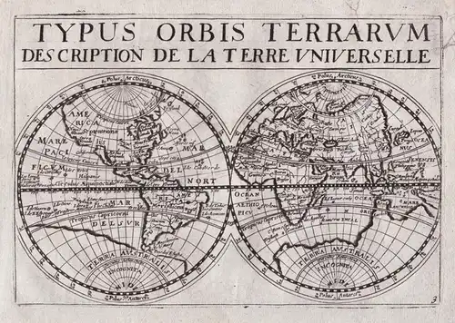 Typus Orbis Terrarum Description de la Terre Universelle - World Map Weltkarte Mappemonde
