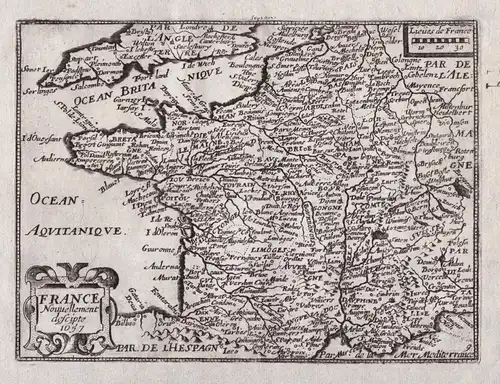 France, nouvellement descripte 1657 - France Frankreich carte gravure