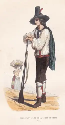 Chasseur et Femme de la Vallee de Ziller (Tyrol) - Ziller Südtirol Tyrol Österreich Austria costume Trachten c