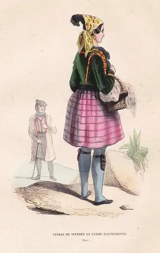 Paysan de Wenden et Femme d'Altenbourg (Saxe) - Wenden Altenburg Thüringen costume Trachten costumes