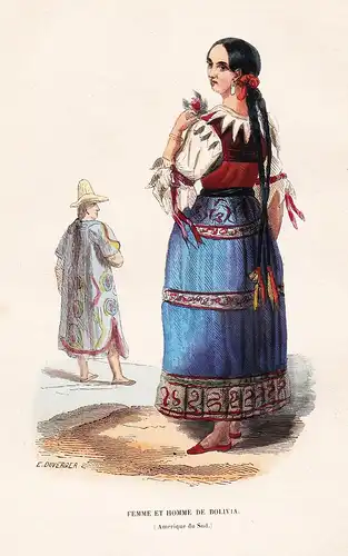 Femme et Homme de Bolivia - Bolivia South America costumes Trachten