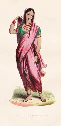 Jeune fille indoue de la haute classe - India Indian girl Indien Asia Asien Asie costume Trachten costumes