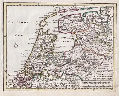 Kaartje van de VII. Verenigde Nederlandsche Provintien - Nederland Niederlande Netherlands Holland