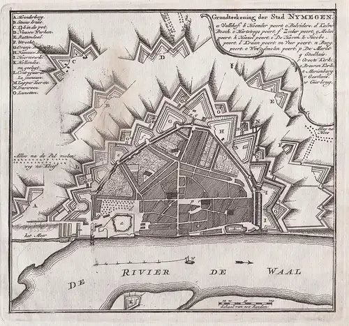 Grondteekening der Stad Nymegen - Nijmegen Nederland Niederlande Netherlands Holland