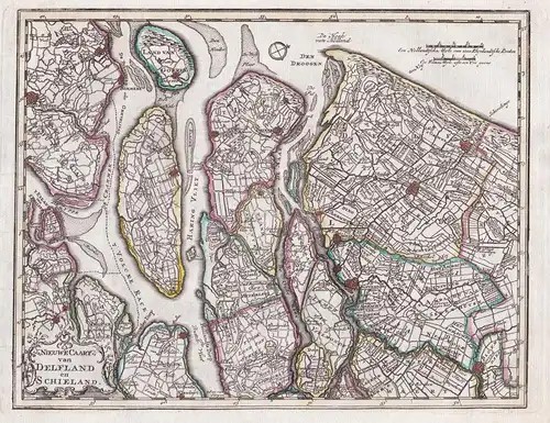 Nieuwe Caart van Delfland en Schieland - Delfland Delft Rotterdam Den Haag Steenbergen Zierikzee Holland Neder