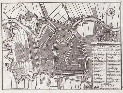 Plan de la Ville de Haarlem / Platte Gront van de Stadt Haarlem - Haarlem city plan Holland Nederland Niederla