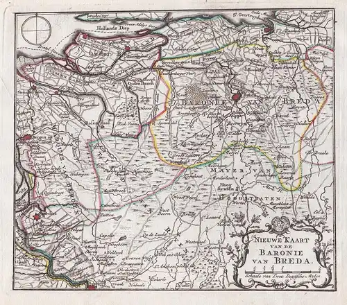 Nieuwe Kaart van de Baronie van Breda - Breda Bergen-op-Zoom Willemstadt Oosterhout Brabant Holland Nederland