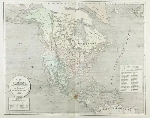 Carte de l'Amerique Septentrionale - America Amerika Amerique North United States