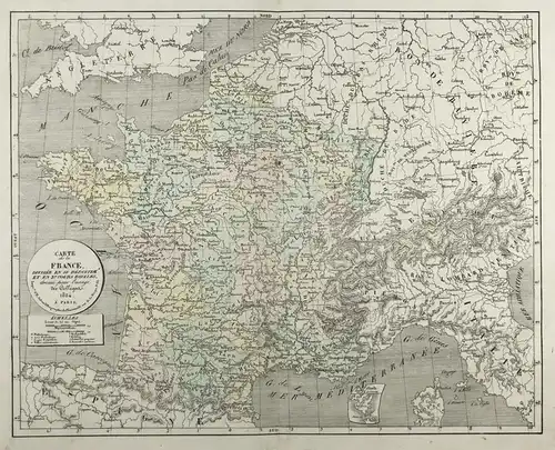 Carte de la France divisée en 86 departem. et en 27 cours royales - France Frankreich departements