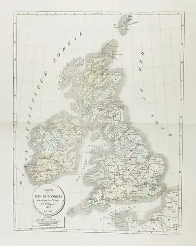 Carte des Iles Britanniques - British Isles Great Britain Ireland Irland Großbritannien