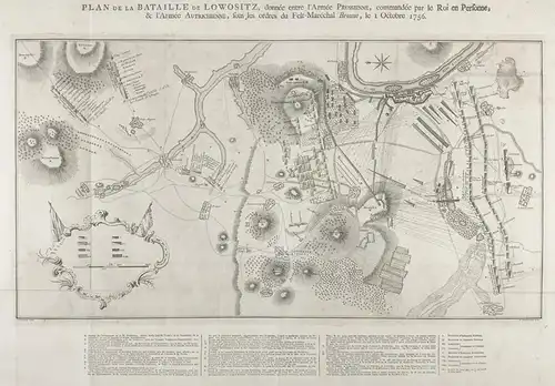 Plan de la bataille de Lowositz, donnée entre l'armée prussienne commandée par le roi en personne et l'armée a
