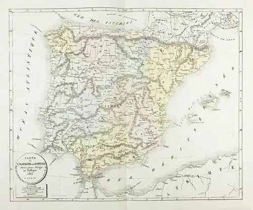 Carte de l'Espagne et du Portugal - Espana Spain Spanien Espagne Portugal