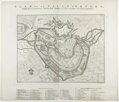 Plan de la Ville d'Erford - Erfurt Stadtplan Plan Thüringen
