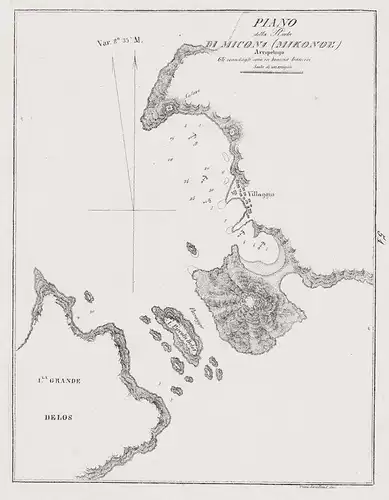 Piano della Rada di Miconi. - Mikonos Delos island Aegean Sea Greece Griechenland Plan