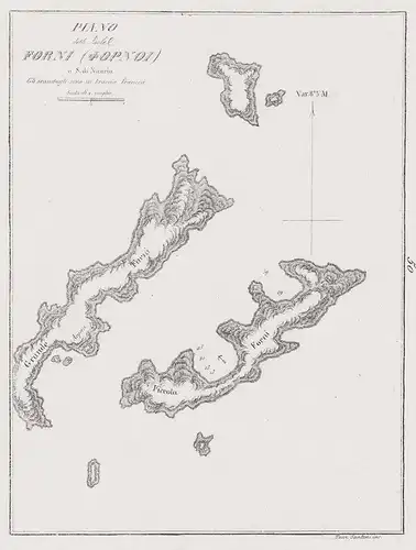Piano delle Isole Forni. - Fournoi Korseon islands Aegean Sea Greece Griechenland Plan