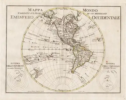 Mappamondo tagliato sul piano di un meridiano Emisfero Occidentale - America North South continent Kontinent A