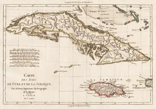 Carte des Isles de Cuba et de la Jamaique. - Jamaica Cuba island Insel Caribbean America Amerika Amerique