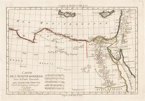 Carte de l'Egypte Moderne, avec la Partie Orientale des Etats de Tripoli. - Egypt Ägypten Egypte Africa Afrika