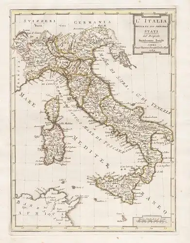 L'Italia divisa ne suoi Principali Stati dell'Arciprete - Italia Italy Italien Sizilia Sardegna Corse Corsica