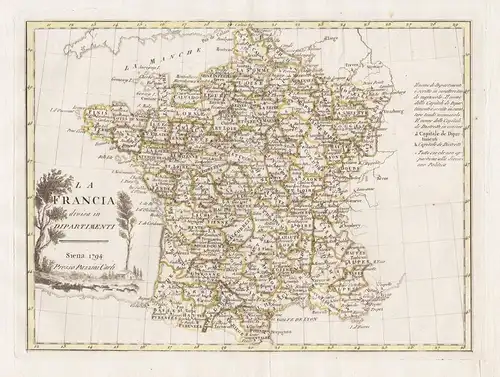 La Francia divisa in Dipartamenti - France Frankreich departements