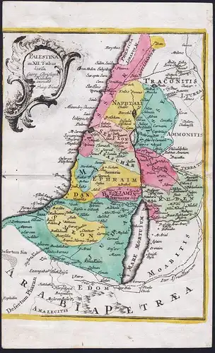Palestina in XII. Tribus divisa - Palestine Palästina Israel Jerusalem Judaica Holy Land