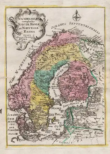 Scandinavia complectus Sueciae, Daniae et Norvegiae Regna - Scandinavia Skandinavien Norge Sverige Norway Swed