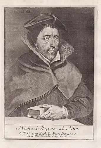 Michael Bayus, ab Atho - Michael Baius (1513-1589) Bajus theologian Belgique humanist Leuven Louvain Portrait
