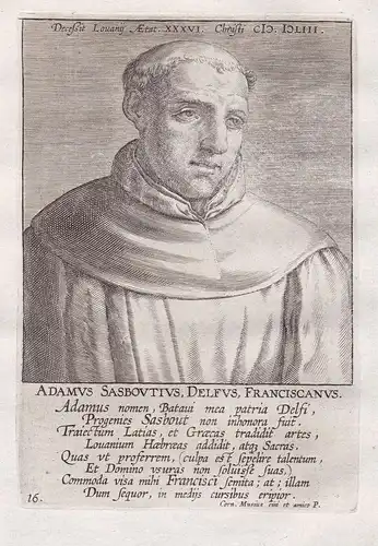 Adamus Sasboutius (1516 - 1553) / Adam Sasbout Delft classical scholar Leuven humanist Portrait