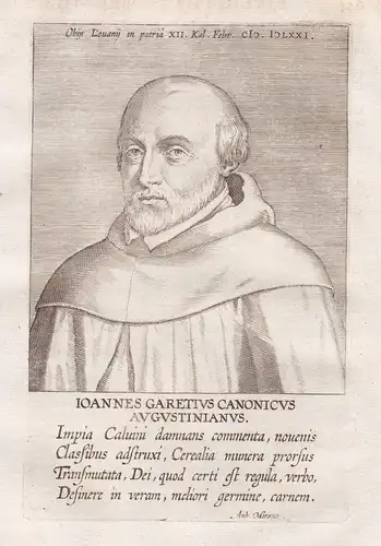 Ioannes Garetius Canoncius Augustianus... - Jean Garet (c. 1627-1694) Le Havre Benedictine scholar Rouen Portr