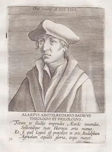 Alardus Amstelredamus Batavus - Alardus von Amsterdam (1490 - 1544) writer philologe Portrait