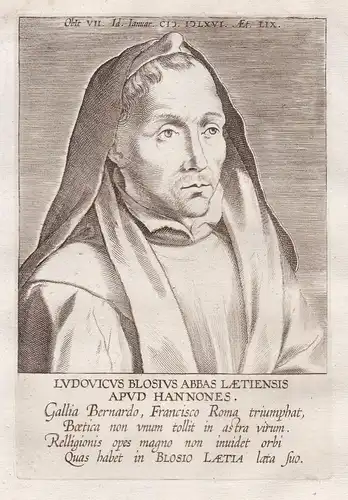 Ludovicus Blosius (1506 - 1566) / Louis de Blois Flemish monk Blosius Benedictine Portrait