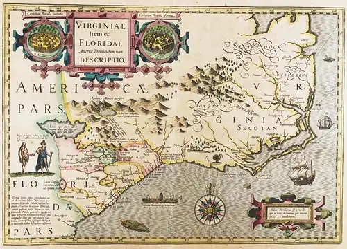 Virginiae Item et Floridae America Provinciarum, nova Descriptio - Virginia Florida North America Amerika Amer