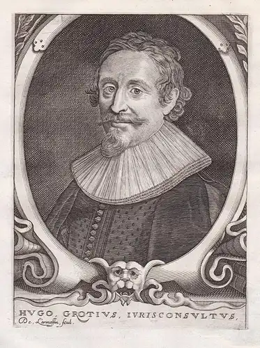 Hugo, Grotius, Iurisconsultus - Hugo Grotius (1583-1645) humanist jurist poet playwright Delft Leiden Portrait