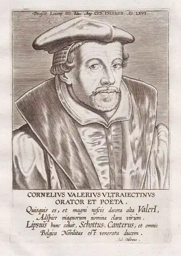 Cornelius Valerius Ultraiectinus Orator et Poeta - Cornelius Valerius (1512-1578) Dutch humanist Utrecht Leuve