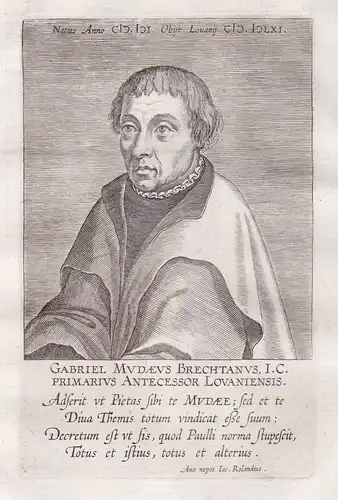 Gabriel Mudaeus Brechtanus - Gabriel Mudaeus (1500 - 1560) jurist Humanist Brecht Leuven Louvain Portrait