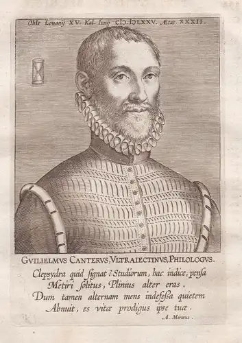 Guilielmus Canterus  (1542 - 1575) / Willem Canter Utrecht Dutch philologist Leuven Paris Portrait