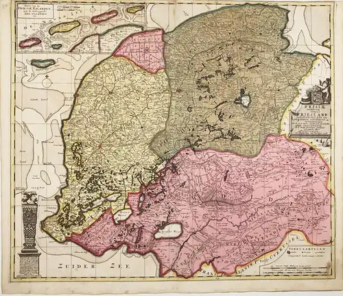 Kaart van de Friese Eilanden, met de Omleggende Zee-Plaatzen - Friesland Leeuwarden Groningen Sneek Dokkum Hol