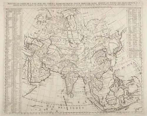 Nouvelle carte de lAsie, avec des tables alphabetiques pour trouver sans peine les etats des principaux princ