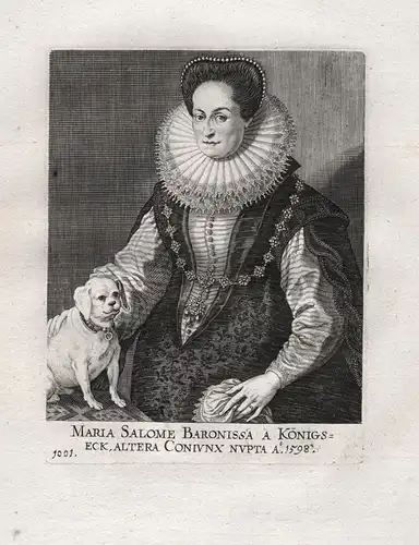 Maria Salome Baronissa a Königseck - Maria Salome v. Königegg (?-1601) Fugger Augsburg Hund dog Portrait